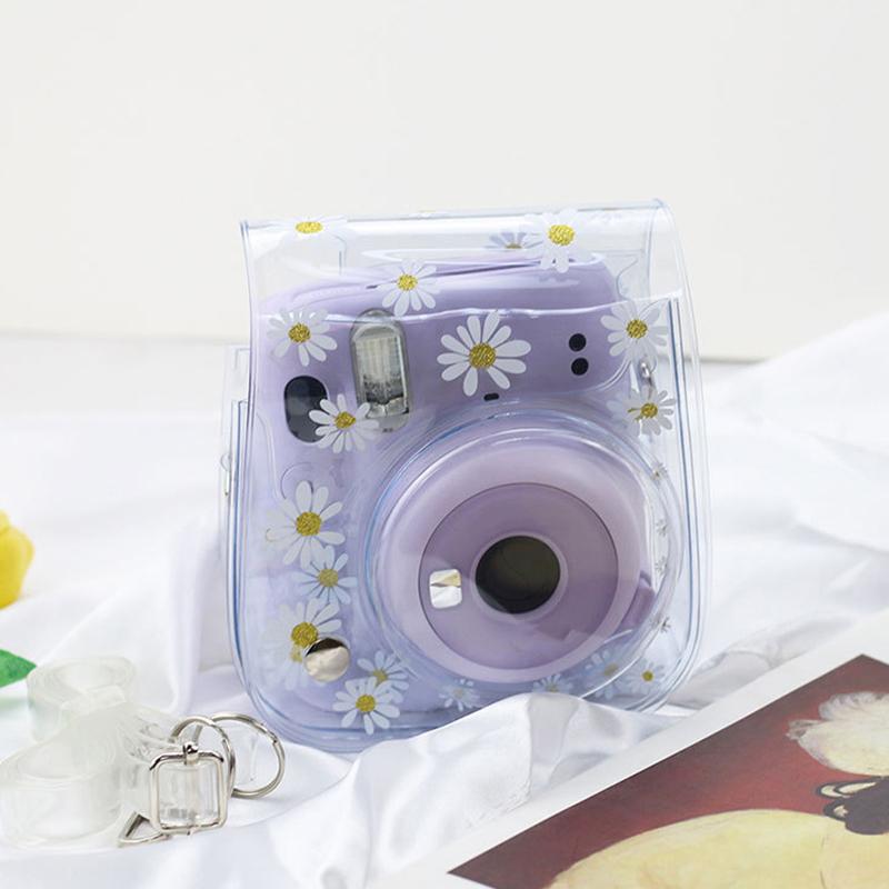 Instant Camera Bag for Mini8 9 11 Transparent Daisy Print Universal Portable Camera Bag
