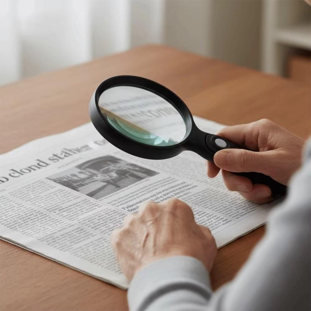 HD Illumination Hand Held Magnifying Glass Jeweler Inspect Tool For Elderly People