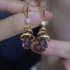 Amethyst Drop Earrings Zircon Ear Hook Color Hoop Earrings Long Earrings Banquet Women's Earrings
