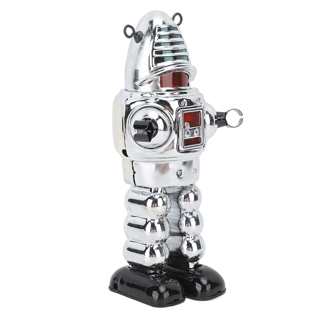 Metal Fencing Robot Adult Clockwork Walking Figurine Toy for Collection Birthday Holiday Gift