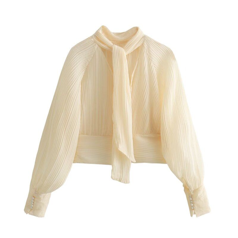 

Fashion Style 2024 Spring New Arrival Female Sweet and Spicy Style Short Temperamental Long Sleeves Waist-Controlled Top 7969225 712 Apricot color L