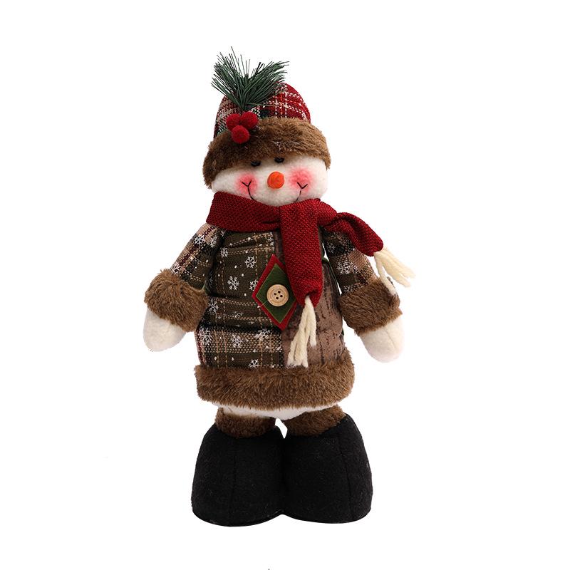 Teleskopische Schneemann- & Rentier-Plüschdekorationen mit Strickmützen für die Weihnachtsausstellung