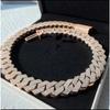 15mm Náhrdelník Miami Cuban s hrotmi, Dvojradový štvorcový Cuban reťazový golier so vsadenými diamantmi
