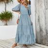 Boho Vacation Style Breathable Cotton Short Sleeve Floral Dress Plus Size Loose Long Dress Comfortable Lightweight Elegant Slimming Flattering Fit