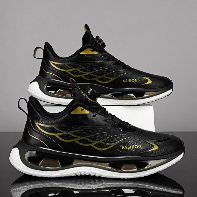 Summer men's shoes running new shock absorption rotating teen button sneakers popcorn sports running shoes