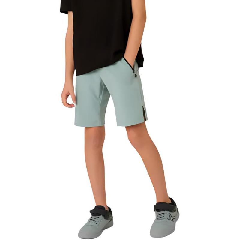 DECATHLON Synthetic Breathable Knitted Sweatpants for Kids in Green Jade/Green Jade/Black