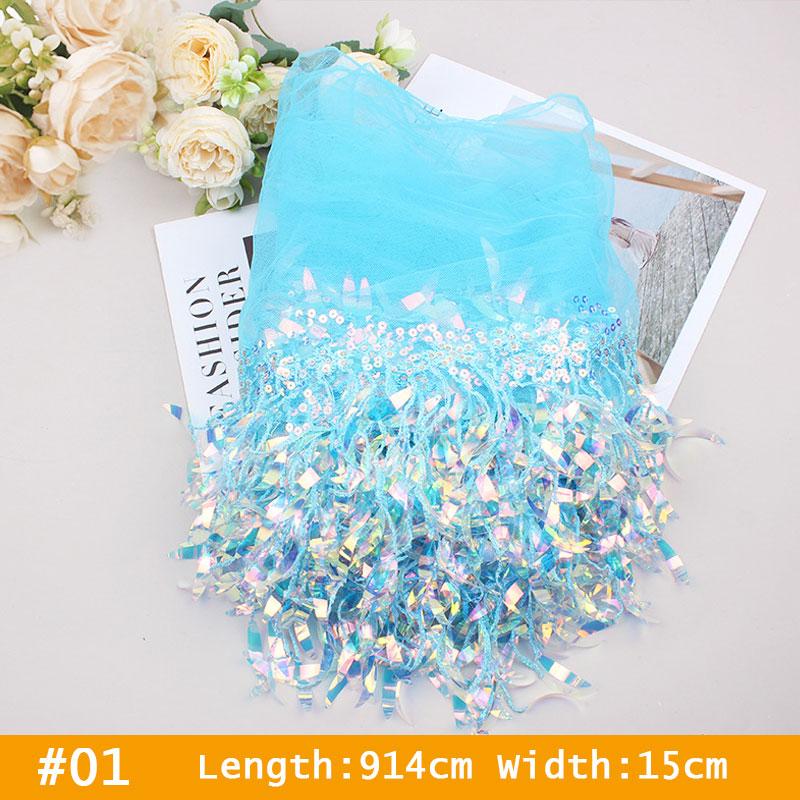 10 Yards Mesh Tassel Fringe Sequins Lace Trim Tassels Fabric DIY Sewing Stage Perform Latin Dress Wedding Clothes Accessories