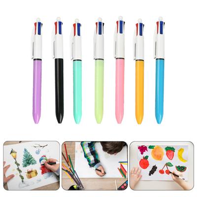 7-teiliger mehrfarbiger Stift, 4-Farben-in-1-Stift, Druckkugelschreiber, 1,0 mm, Grün, Blau, Röte, Schwarz, für Büro, Schule