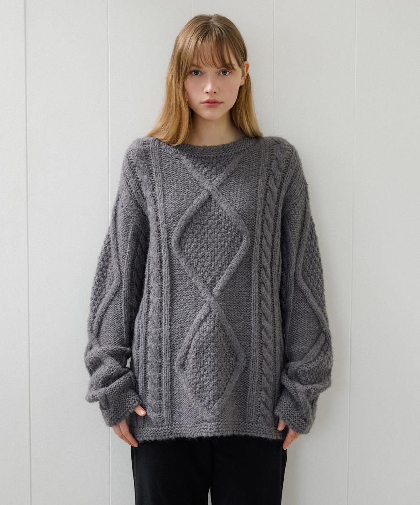 LETTERA Alpaca Wool Cable Knit_3Color