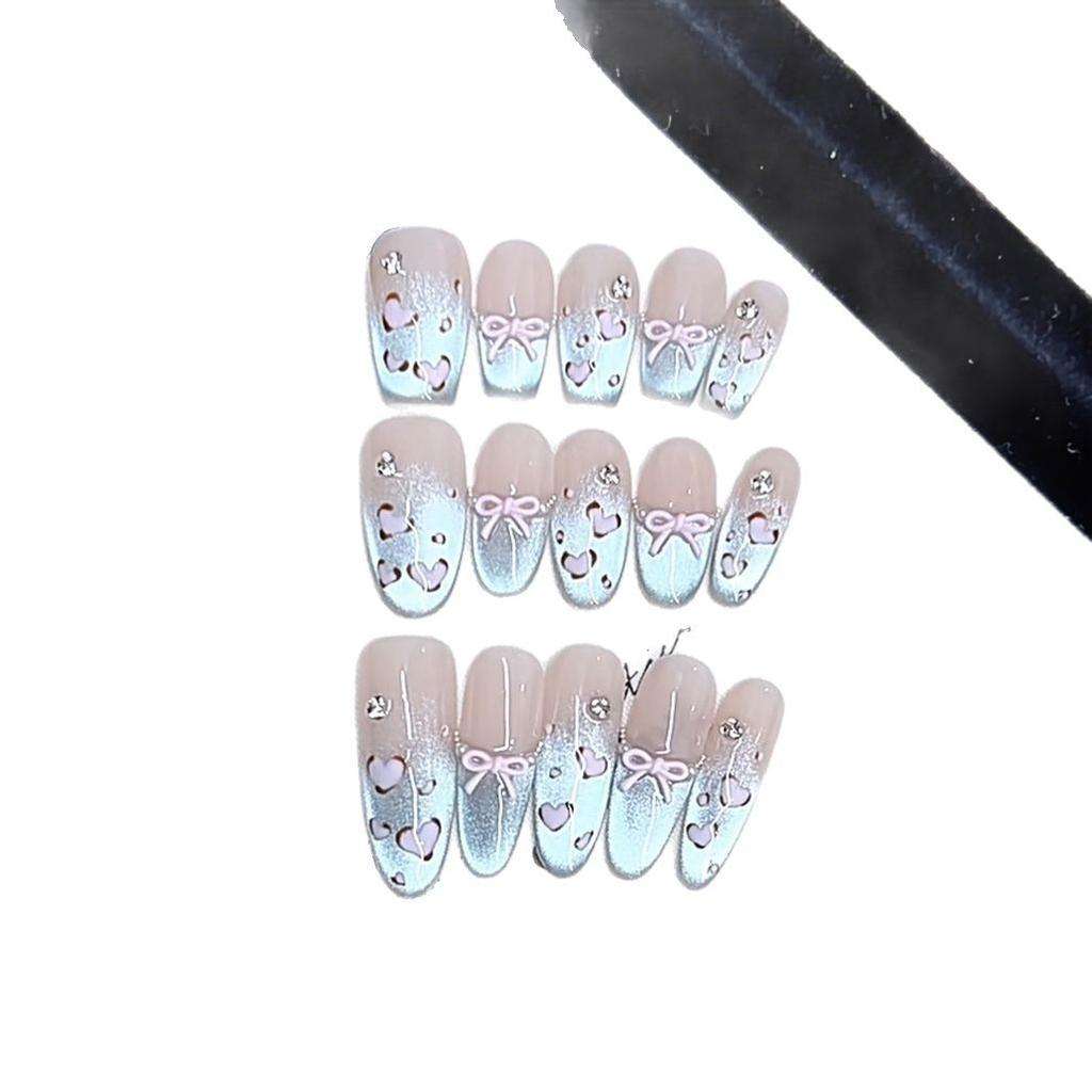 Hand-woven Armor Sea Salt Crisp Three-dimensional Hand-painted Love Butterfly Cat Eye Temperament Nail Patch