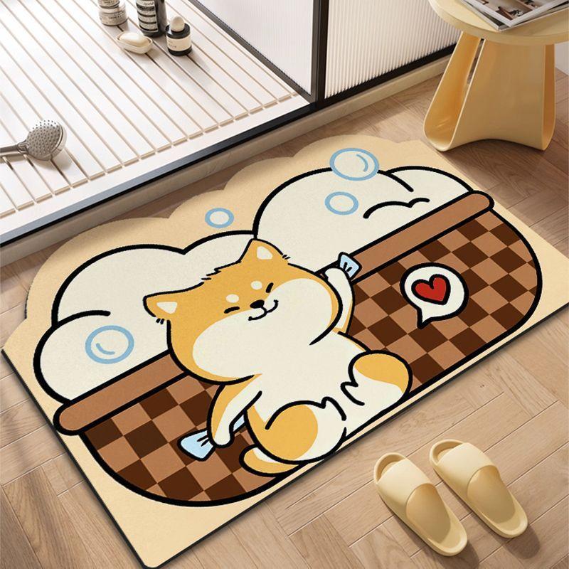 Cute Cartoon Animal Diatom Mud Floor Mat, Shower Room, Dirt-Resistant And Wear-Resistant Floor Mat, Bathroom Non-Slip And Easy To Take Care Of Floor
