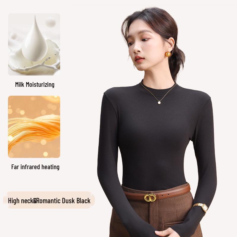 Women's Autumn & Winter Seamless Slim Fit Base Layer: Medium High Neck Warm Top