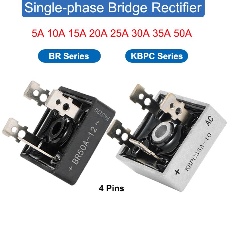 

5A10A15A25A30A50A KBPC BR Series Rectifier Bridge Stack 4 Pin Square Bridge Ultrasonic Charging Single-Phase Bridge Rectifier KBPC 5010 50A