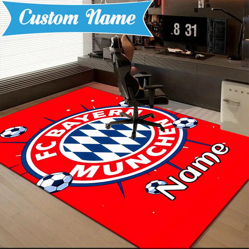 Custom Name Munich Crest Rug Game Carpet, Floor Mat for Bedroom Living Room Entryway Rug, Home Decor Idea Gift for Christmas birthday