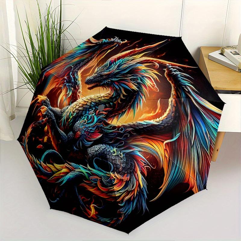 1pc Colorful Dragon Battle Automatic Opening and Closing Umbrella - Small Umbrella Suitable for Various Occasions C064