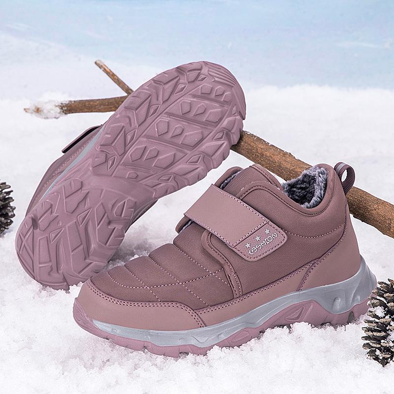 Winter Women's Plush Walking Shoes Men Cotton Shoes Anti-slip Snow Boots Warm Ankle Boots Outdoor Trekking Sneakers