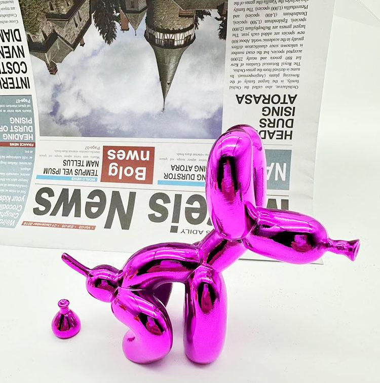 Trendy Resin Poop Dog Balloon Figurine - Modern Home Decor Ornament