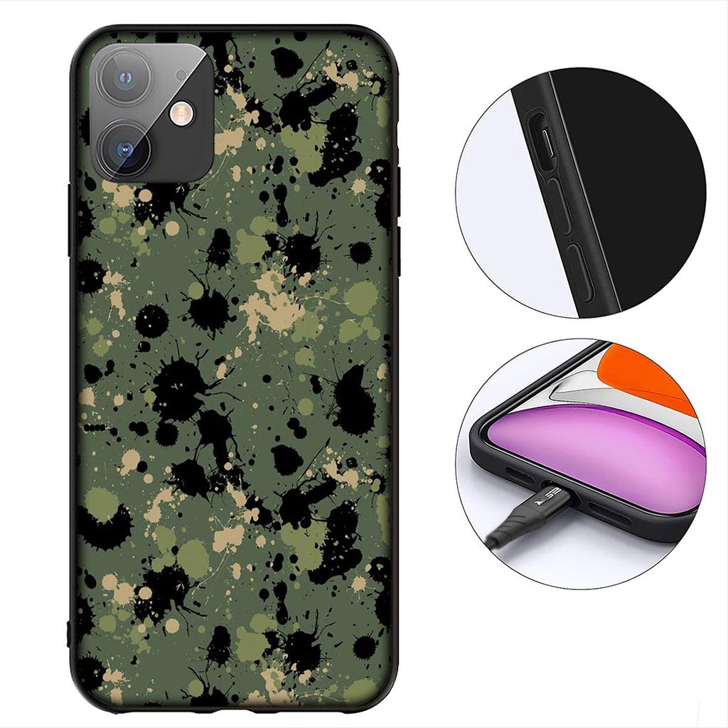 Camo Military Army Camouflage Pattern Phone Case for Apple iPhone 16 17 Air 14 15 Pro Max Plus 16+ 16E 14+ ProMax Soft Cover