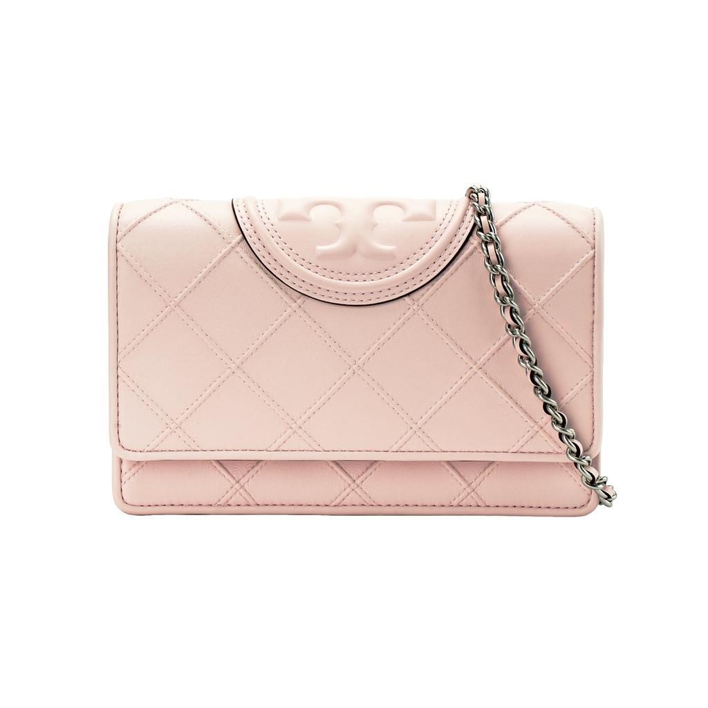 Tory Burch Fleming Flap Magnetic Snap Closure Leather Shoulder Crossbody Wallet Women Wallet Cotton-Candy-Pink 138853-651