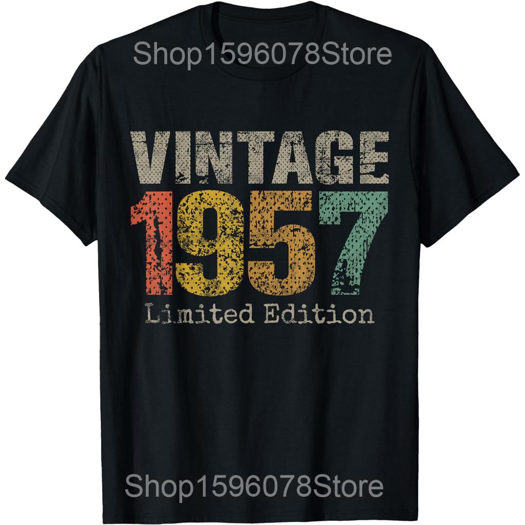 Vintage 1957 Limited Edition 69th Birthday Gifts 69 Year Old T Shirts Men Streetwear Tee Short Sleeve Unisex Loose Clothing