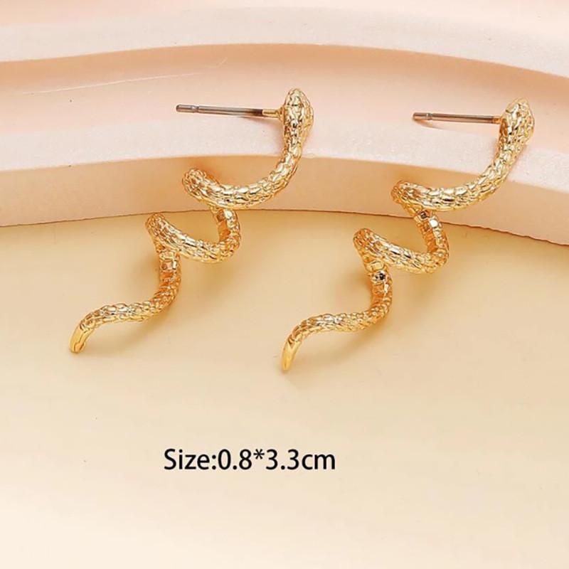 Elegant Gold And Silver Snake Design Alloy Stud Earrings For Women Fashion Accessory