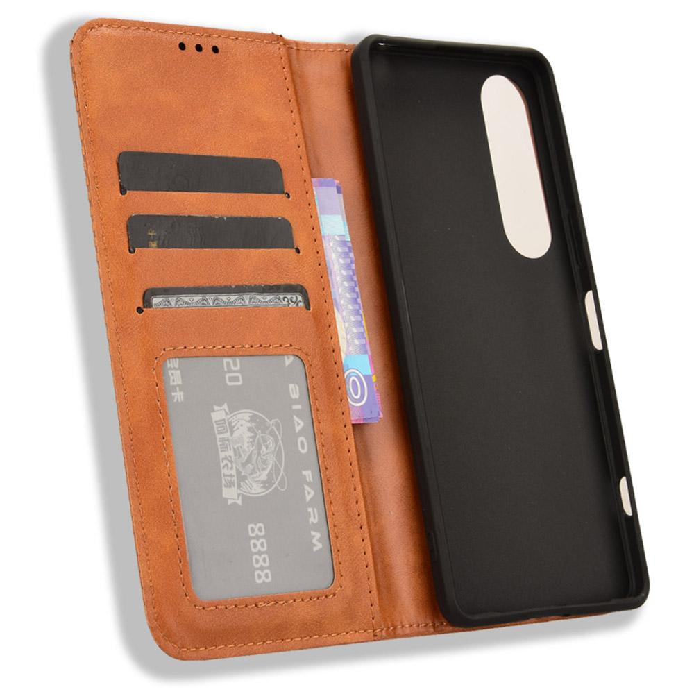 For Sony Xperia 1 VI Leather Case Magnetic Closing Phone Cover with Wallet