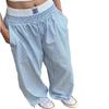 Pantalon rayé deux pièces imitation pour hommes et femmes Été Nouveau Décontracté Jambe large Slim Jambe droite