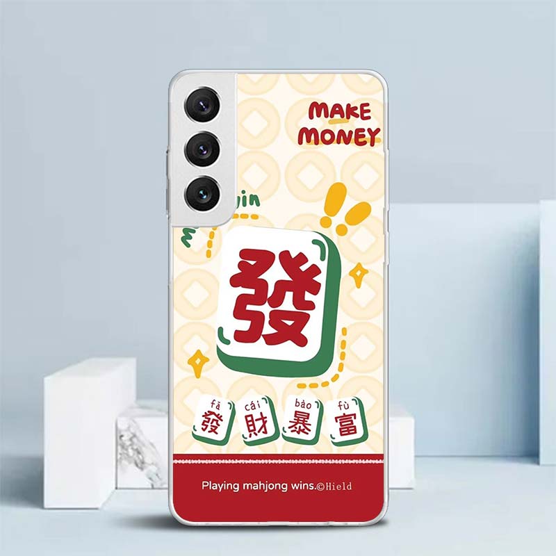 Creative Mahjong Soft Cover for Samsung Galaxy S25 Edge S26 S24 S23 Ultra Phone Case S22 S21 Plus S20 FE Print Pattern Shell Gal