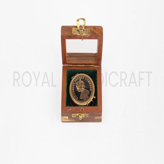 Handmade Brass Victoria Nautical Pocket Compass Gift for Husband, Wedding Gift