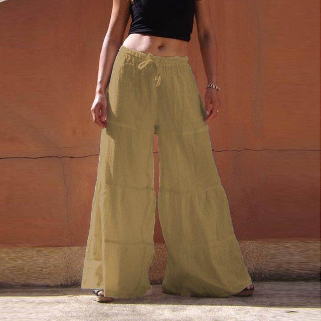 

Женские повседневные широкие брюки из хлопковой смеси с эластичной резинкой на талии