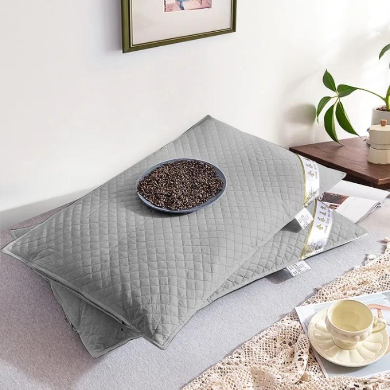 2025 cotton quilting embroidery pure buckwheat pillow core buckwheat neck pillow full buckwheat shell pillow