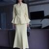 2025 European-American Autumn Cardigan Dress: Elegant, Waist-Cinching Fairy Style for Women's Commuting