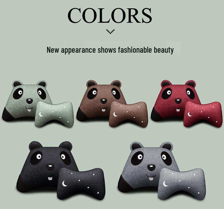 Full Coverage Linen Cartoon Panda Car Seat Cushion - Universal Fit, 2020
