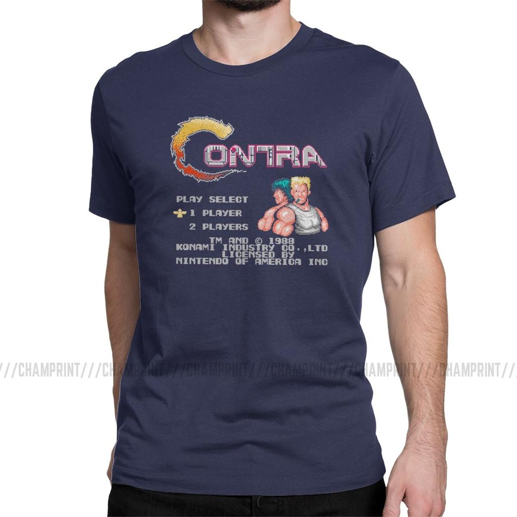 Contra NES Retro Video Game Mens T Shirts Funny Tees Short Sleeve Round Neck TShirt 100 Cotton Birthday Gift Tops