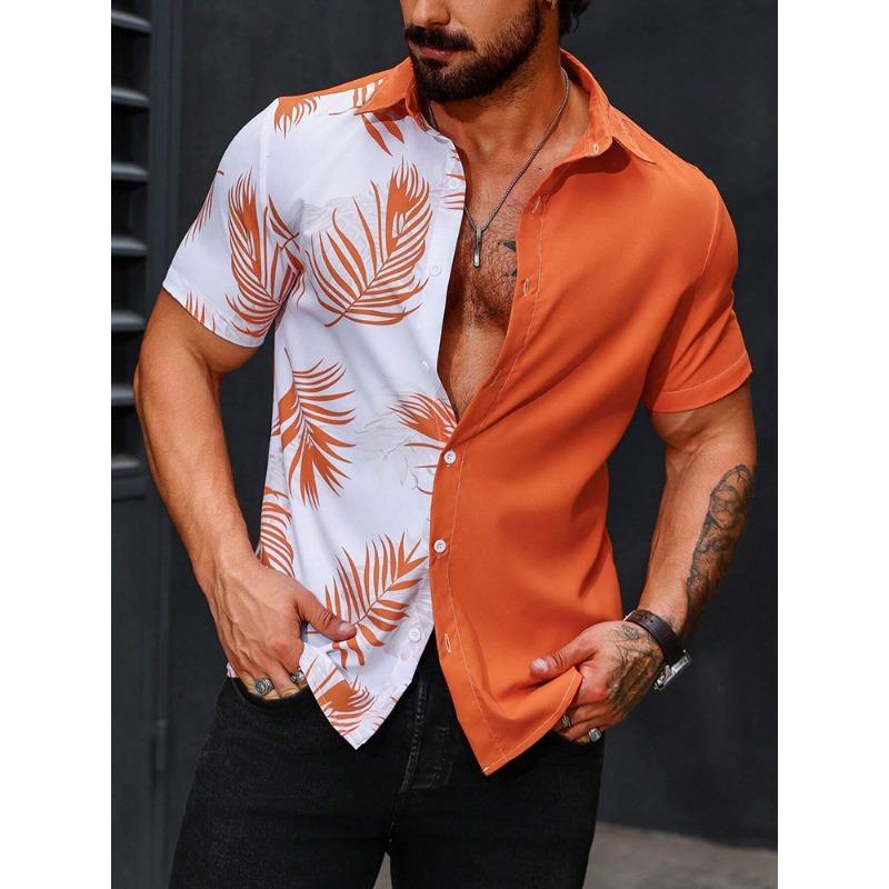 Hawaiian Print Short-sleeved Shirt Beach Party Trendy Men's Casual Shirt Summer Outdoor Everyday Men's Short-sleeved Shirt
