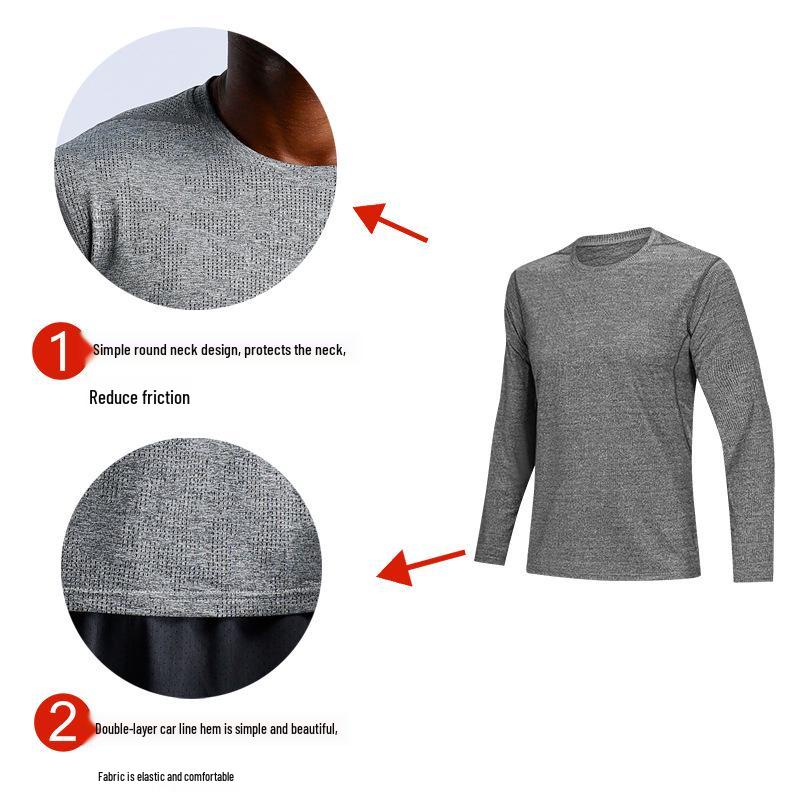 Brand Men's Quick-Dry Long Sleeve Sports T-Shirt - Loose Fit for Outdoor, Fitness, Basketball, Running