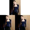 Form Fitting Long Sleeves Top With Solid Color And Square Collar For Spring