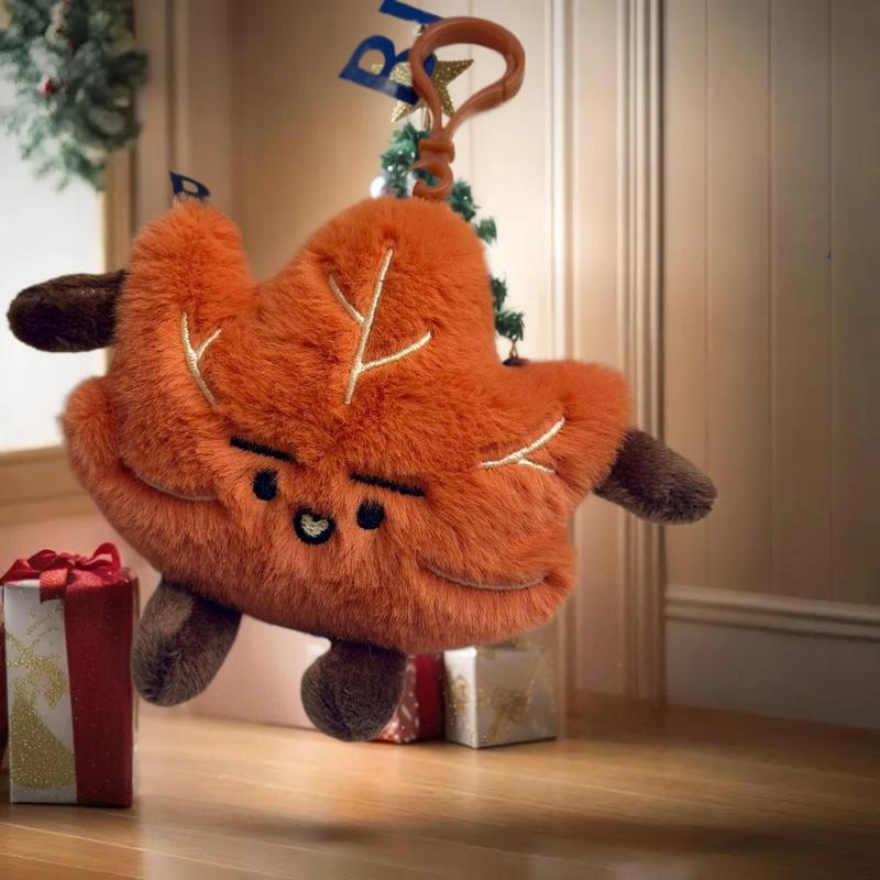 HUAHUAOne Piece Charismatic Mini Maple Leaf Plush Keychain; Adorn Backpacks and Perfect As Couple GiftHUAHUA