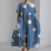 IHUASU 3D Lingering Hemp Crafted Short Sleeve Women's Dresses