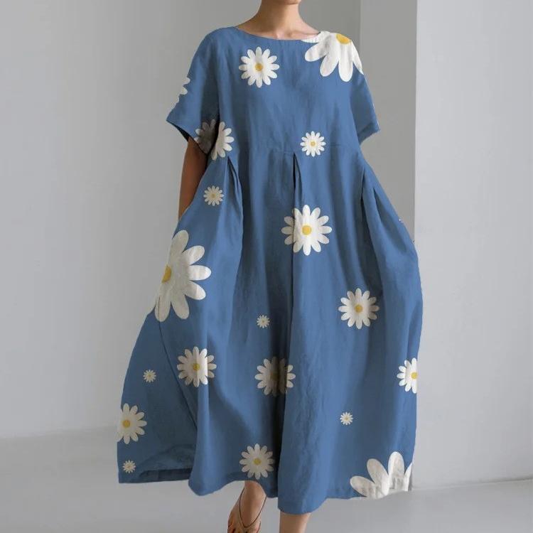 IHUASU 3D Lingering Hemp Crafted Short Sleeve Women's Dresses