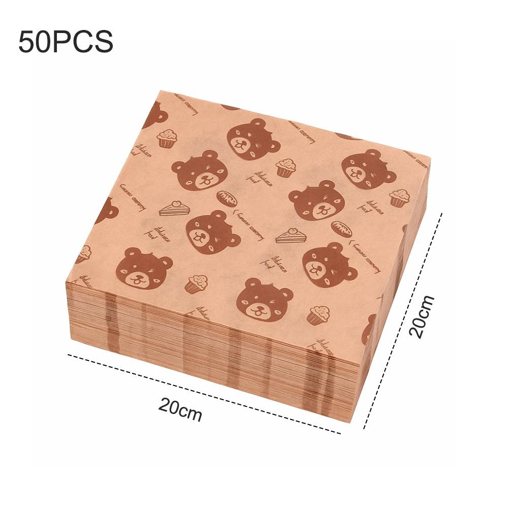 50PCS Food Grade Fried Food Wrapping Paper Oil Resistant Sandwich Packaging Paper Oil-Proof Paper
