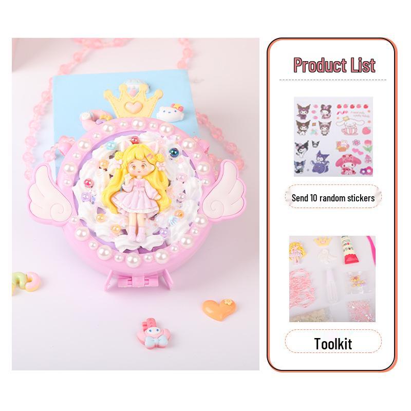 Kids' Handmade Cream PVC Crossbody Bag with Mirror Accessory