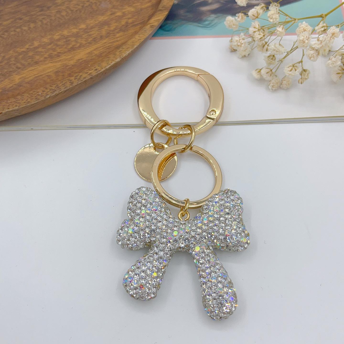 Cute Bow Keyring Polymer Clay Car Keychain Charm for Women
