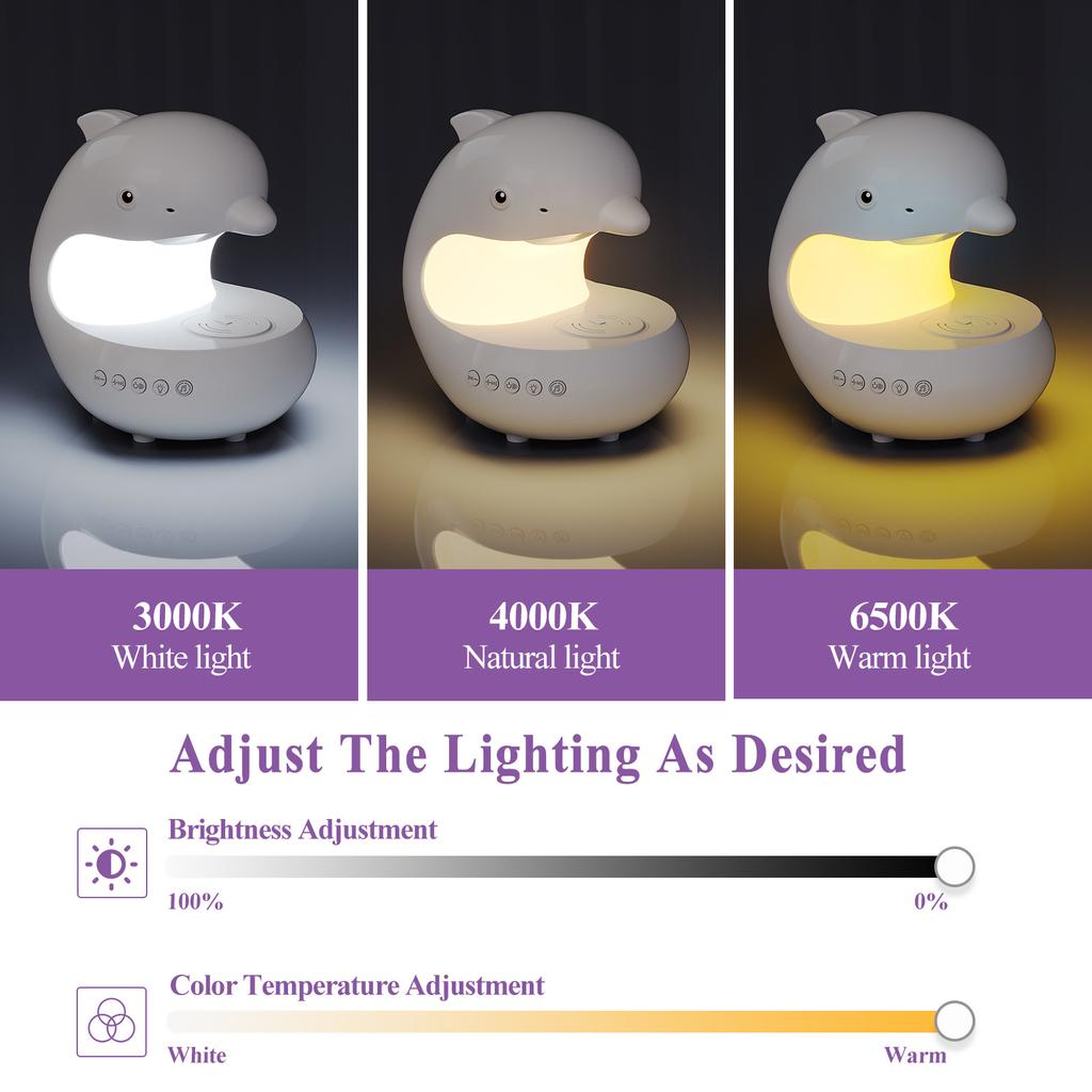 Cute Dolphin Night Light Mobile Wireless Charging Night Light Bedroom Bedhead Desk Lamp Wireless Bluetooth Atmosphere Lighting