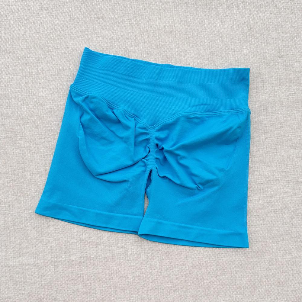 DFYNE Candy Color Raffung Nahtlose Yoga-Shorts - Dreiteiliger Bund, Enge Passform