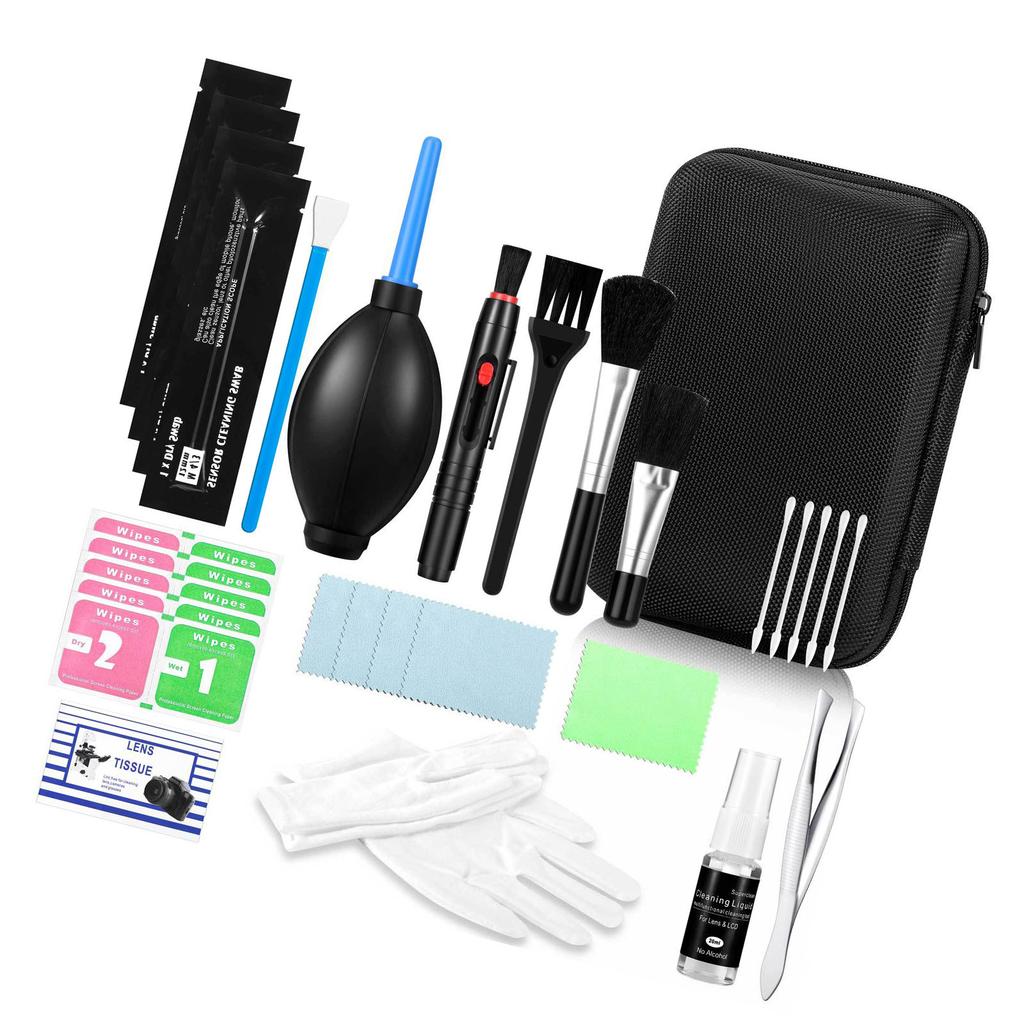 Full 14 Piece DSLR Camera Cleaner Kit With Gentle Brush Air Blower Carrying Case For Photo Enthusiasts