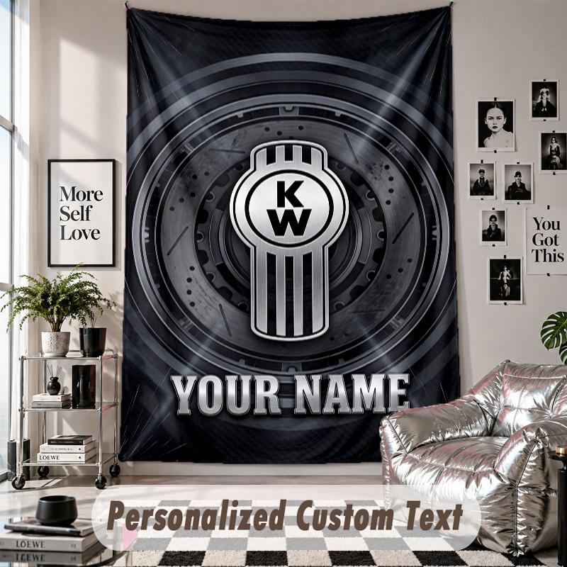Wall Hanging Tapestry With Custom Name & Text, Kenworth Decorative Tapestry For Bedroom