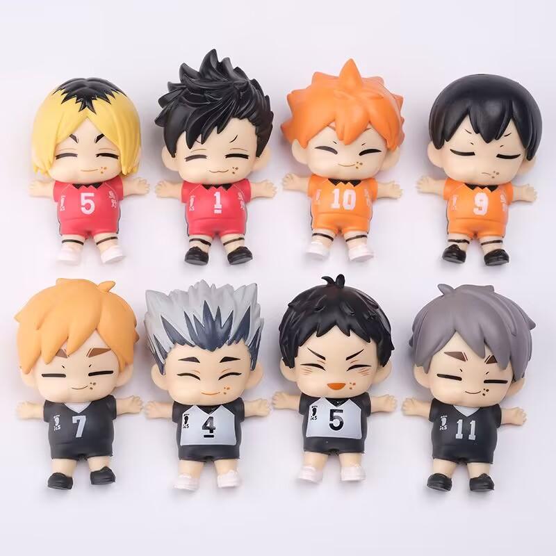 8Pcs Volleyball Juvenile Youth Toy Anime Character Models, PVC Doll Models,Q-Version Models,Car Decorations, Cake Toppers Toys