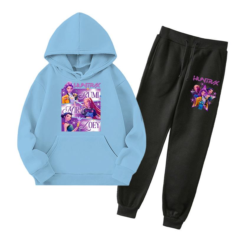 Kpop Demon Hunters Kids New Fashion Cartoon Print 2pcs Hoodie+Pants Sportsuits Casual Outfits Clothes For 2-13 Years Boys Girls