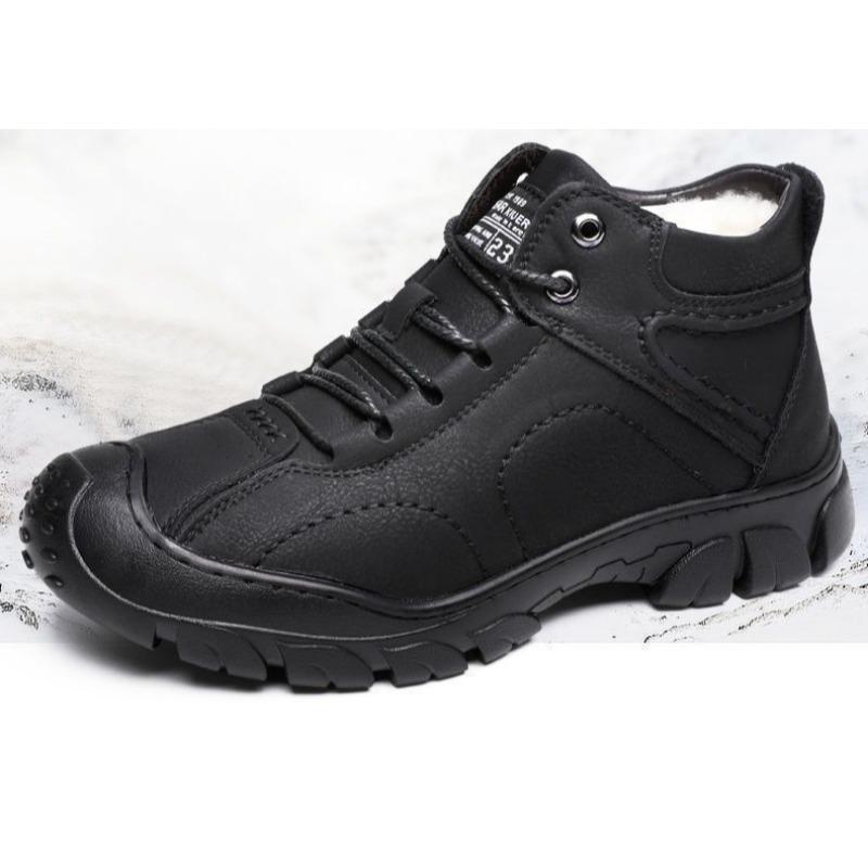 Autumn and Winter High Top Men's Casual Shoes, Thick Soled Cotton Shoes with Plush Insulation, Men's Snow Boots